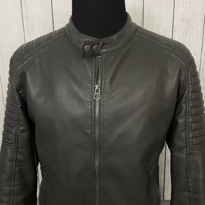 Men's Dark Grey Vegan Leather Jacket
